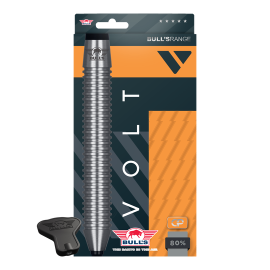 Das Produkt zeigt Bulls NL Volt Orange Convertible Point Steeldarts. Hier ist das Set aus einer weiteren Perspektive.