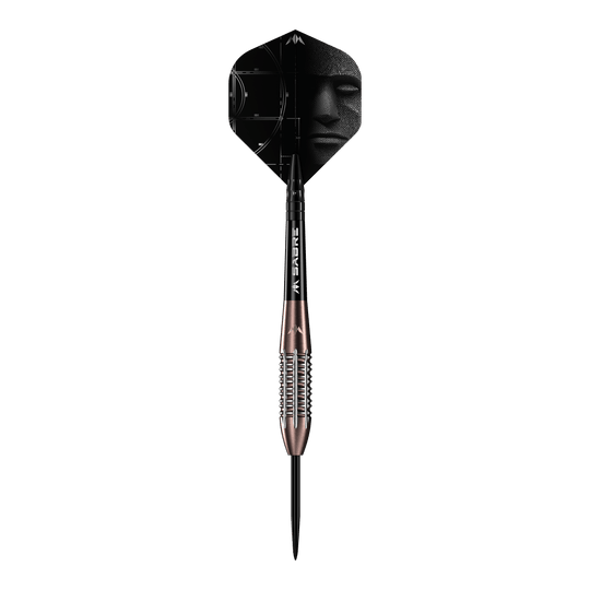 Hier sind die Mission Arkitekt Bronze Silika PVD Steeldarts mit 23,5g zu sehen. Die Darts zeichnen sich durch ihre bronzefarbene Oberfläche aus.