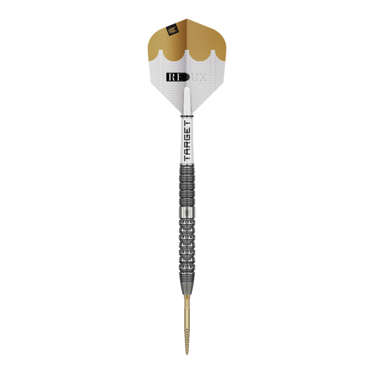 Target Redux 01 Swiss Point steel darts Dieses Bild zeigt die Target Redux 01 Swiss Point Steeldarts. Sie sind ideal für präzise Dartwürfe geeignet.