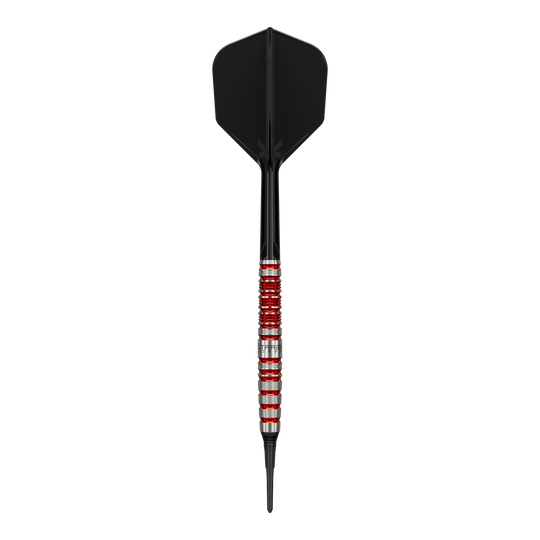 Target Black Marque Spinel Soft Darts - 21.5g Target Black Marque Spinel Softdarts - 21,5g ist ein professioneller Dartpfeil. Das Bild hebt die Form und das Aussehen des Softdarts hervor.