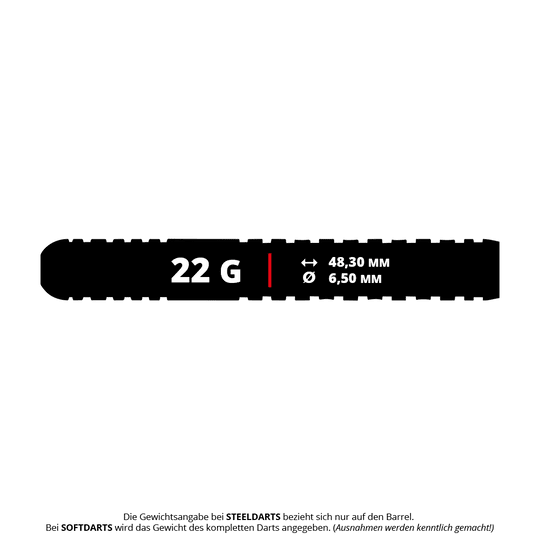 Unicorn Wraith Ross Smith Steeldarts - 22g Unicorn Wraith Ross Smith Steeldarts mit einem Gewicht von 22 Gramm sind abgebildet. Diese Darts bieten Präzision für Steeldartspieler.