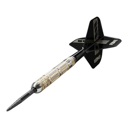 Target Dimitri Van Den Bergh 95K Swiss Point Steel Darts Das Bild zeigt die Target Dimitri Van Den Bergh 95K Swiss Point Steeldarts. Hier sieht man Form und Details der Steeldarts.