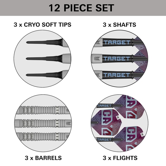 Target Cryo 13 Softdarts Hier sieht man die Target Cryo 13 Softdarts. Das Produkt ist detailliert fotografiert, damit die Qualität erkennbar ist.