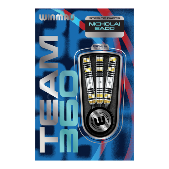 Winmau Team 360 Nicholai Bado Steeldarts - 23g Winmau Team 360 Nicholai Bado Steeldarts - 23g wird gezeigt. Das Foto veranschaulicht den Dartpfeil aus einer anderen Perspektive.