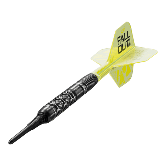 Target Luke Littler Nuke Fallout Soft Darts - 19g Das Bild zeigt die Target Luke Littler Nuke Fallout Softdarts - 19g. Es handelt sich um hochwertige Softdarts, ideal für Präzisionsspieler.