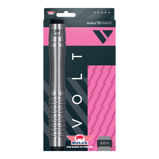Abgebildet ist das Set Bulls NL Volt Pink Softdarts - 19g. Mehrere Softdarts sind im Set enthalten.