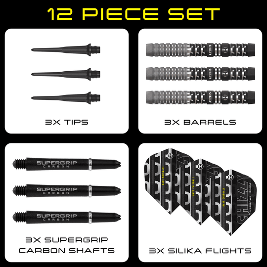 Zu sehen sind die Harrows Dave Chisnall Chizzy Series 4 Softdarts. Diese Softdarts bieten eine ausgezeichnete Qualität für Dartliebhaber.