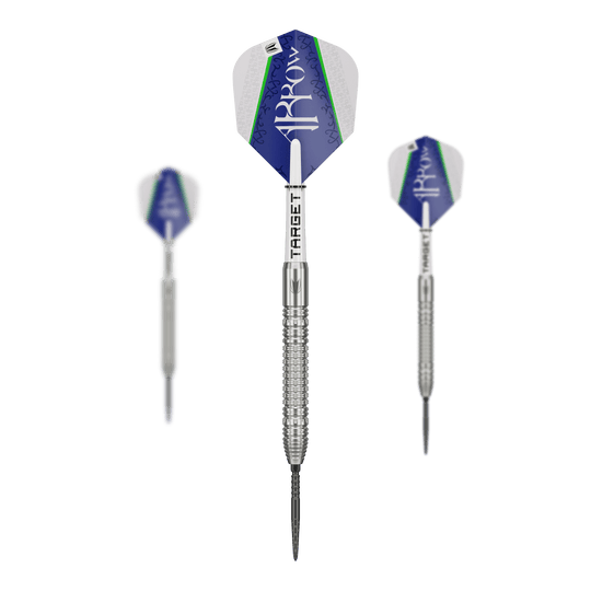 Target Shane McGuirk GEN1 Swiss Point Steel Darts - 23g Target Shane McGuirk GEN1 Swiss Point Steeldarts - 23g sind als Set dargestellt. Die Barrels zeigen eine besondere Riffelung.