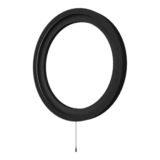 Das Bild zeigt das Produkt "Bulls NL Lumo 2 Light Surround Beleuchtungssystem". Es handelt sich um einen runden, schwarzen LED-Lichtring mit einem Kabel an der Unterseite.