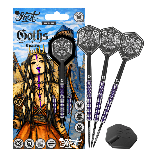 Shot Goths Visara Turbo Point Steel Darts - 23g Shot Goths Visara Turbo Point Steel Darts - 23g