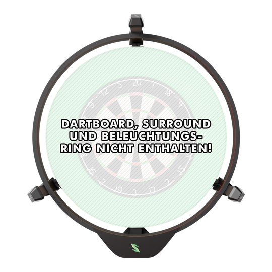 Scolia Home 2 Electronic Autoscoring System 2026 Das Bild zeigt das Produkt "Scolia Home 2 Electronic Score System", das an einem Dartboard angebracht ist. Auf dem Bild steht geschrieben, dass Dartboard, Surround und Beleuchtungsring nicht enthalten sind.