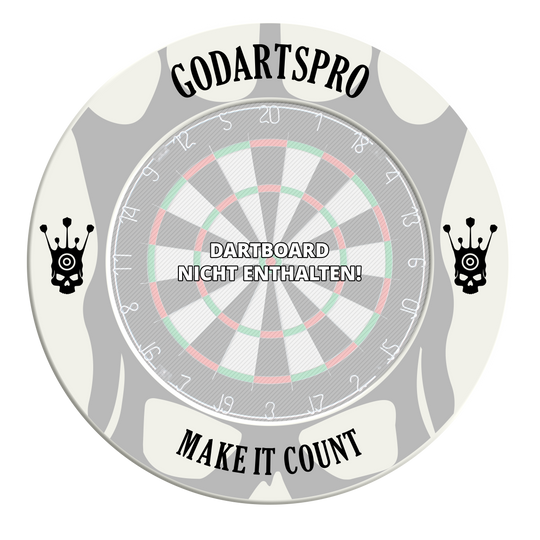 Go Darts Pro Dartboard Surround Dieses Bild zeigt ein weißes Dartboard Surround. Das Produkt wird aus einem anderen Blickwinkel fotografiert.