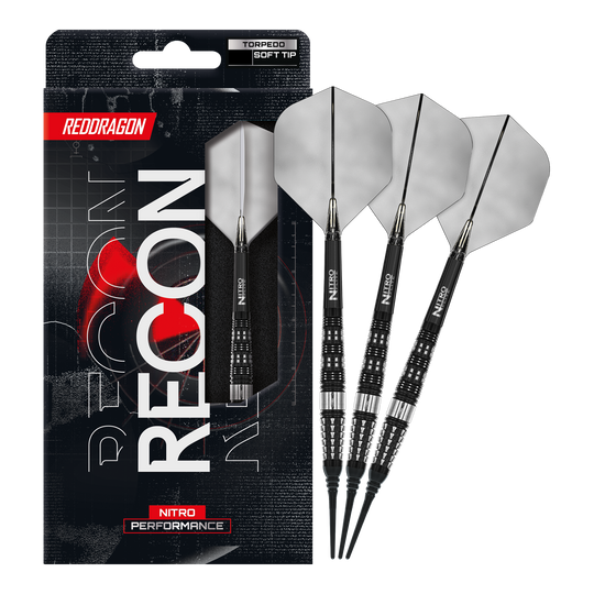 Red Dragon Recon Torpedo Soft Darts - 20g Hier sind Red Dragon Recon Torpedo Softdarts - 20g vollständig abgebildet. Das Set ist ideal für Softdartspieler und wirkt professionell.