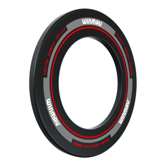 Winmau Advance Dartboard Surround - Black Red Das Bild zeigt den Winmau Advance Dartboard Surround in Schwarz und Rot. Der Surround ist rund und schützt die Wand um die Dartscheibe.