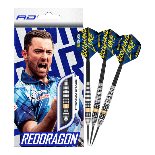 Red Dragon Luke Humphries Brass Steel Darts - 21 g Red Dragon Luke Humphries Brass Steeldarts - 21 g sind hochwertige Steeldarts. Das Bild zeigt die gesamte Länge eines Dartpfeils.