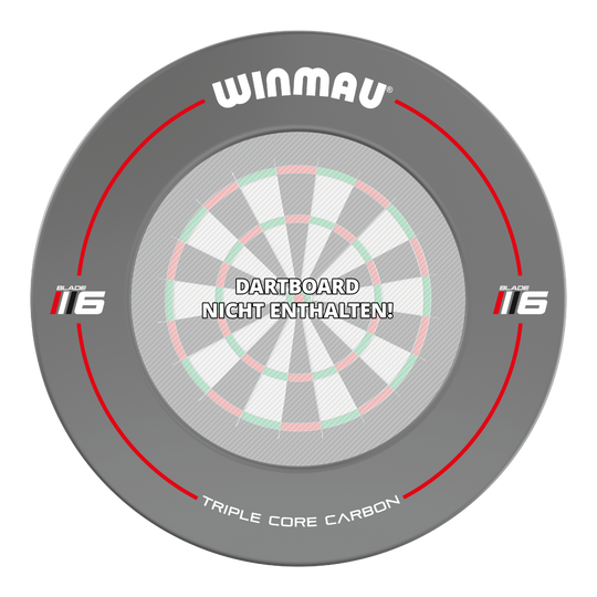 Winmau Blade 6 Design Dartboard Surround - Grau Das Bild zeigt einen grauen Winmau Blade 6 Dartboard Surround. In der Mitte steht: "Dartboard nicht enthalten!"