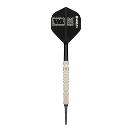 Hier ist das Produkt Target Dimitri Van Den Bergh 95K Softdarts - 19g abgebildet. Die Darts bieten eine hochwertige Verarbeitung und stilvolles Aussehen.