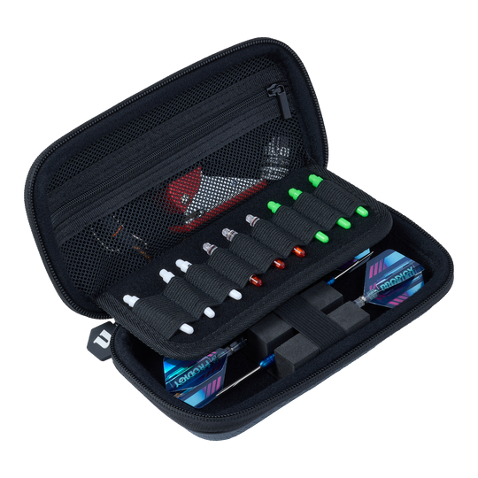 Hier sieht man das Unicorn Vanguard Small Dartcase in der Farbe Grau. Das Etui ist ideal, um Darts und Zubehör zu verstauen.