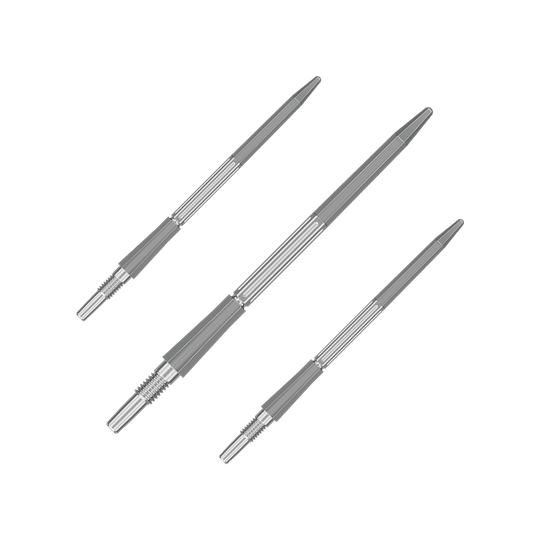Target Elysian Archetype 43 Swiss Point Steel Dart Tips - Silver Das Bild zeigt ein Set der Target Elysian Archetype 43 SwissPoint Dartspitzen in Silber mit 42 mm Länge. Die Spitzen sind geeignet für professionelle Dartspiele.