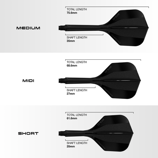 Gezeigt wird das Harrows Solo No6 Flight-Shaft-System in Schwarz. Das Bild präsentiert das Produkt aus einer weiteren Ansicht.