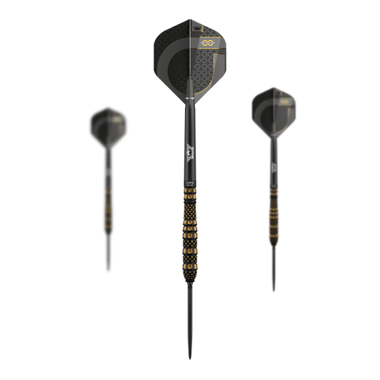 Bulls NL Advantage 95 Torp Convertible Point Steel Darts Zu sehen ist das Set Bulls NL Advantage 95 Torp Convertible Point Steeldarts. Es sind mehrere Darts enthalten.