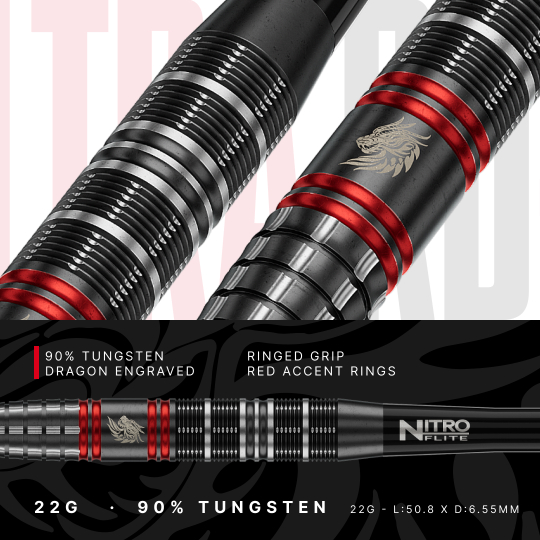 Red Dragon Jonny Clayton RD-ULTRA Switch Point Steeldarts - 22g Die Red Dragon Jonny Clayton RD-ULTRA Switch Point Steeldarts mit 22 Gramm sind auf dem Bild abgebildet. Die Darts sind aus einem anderen Blickwinkel aufgenommen.