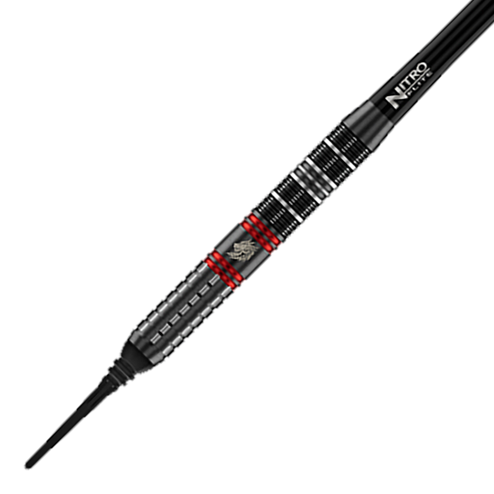 Red Dragon Jonny Clayton RD-ULTRA soft darts - 18g Abgebildet sind die Red Dragon Jonny Clayton RD-ULTRA Softdarts mit 18g. Die Darts besitzen rote und schwarze Akzente und ein charakteristisches Flight-Design.