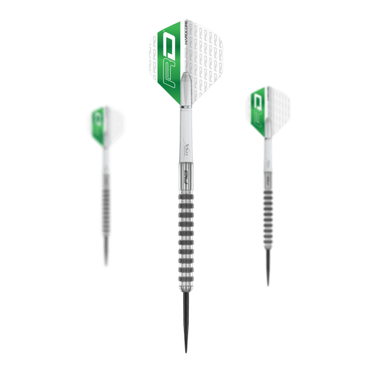 Red Dragon Javelin Speedline steel darts Das Bild zeigt ein Set der Red Dragon Javelin Speedline Steeldarts. Mehrere Darts liegen nebeneinander.
