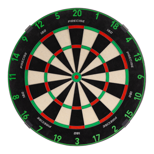 Precise 180 Endorphine Steel Dartboard with Numbered Ring - Emerald Green Zu sehen ist das Precise 180 Endorphine Steeldartboard mit Nummernring in Emerald Green. Dieses Produkt eignet sich ideal für Dartspieler.