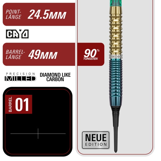 Target Japan Prime Series Zenith GEN 2.5 Soft Darts - 20g Abgebildet sind die Target Japan Prime Series Zenith GEN 2.5 Softdarts mit 20g Gewicht. Die Darts haben ein modernes Design und eignen sich für fortgeschrittene Spieler.