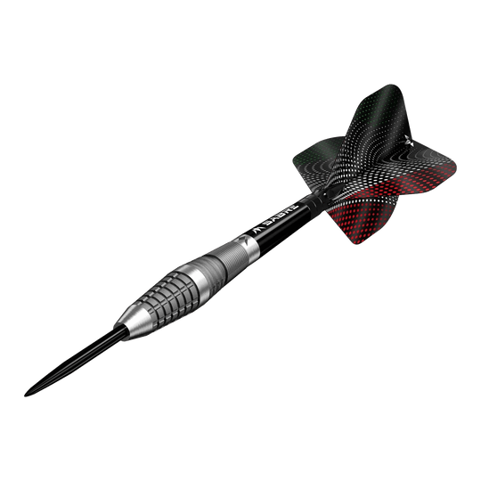 Mission Michele Turetta Sandblasted Steel Darts - 23g Das Bild zeigt Mission Michele Turetta Sandblasted Steeldarts in der 23g Variante. Die Pfeile zeichnen sich durch ihr sandgestrahltes Design aus.