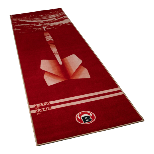 Beazd Carpet-Mat Carpet 180 - Red Abgebildet ist der Beazd Carpet-Mat Teppich 180 in Rot. Er dient als Schutzmatte für den Wurfbereich beim Dart.