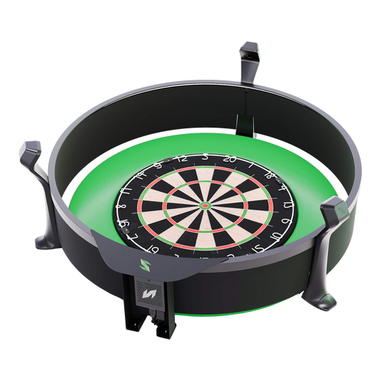 Scolia Home 2 Electronic Autoscoring System with Lighting Ring 2026 Das Bild zeigt das Produkt „Scolia Home 2 Electronic Score System mit Beleuchtungsring“, ein elektronisches Zählsystem für Dartscheiben. Es verfügt über einen runden Beleuchtungsring und eine integrierte digitale Anzeige.