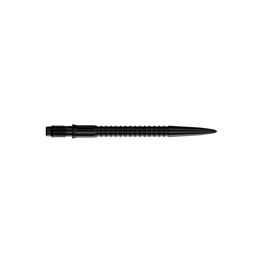Mission R2.5 Rapid Point GV1 Dart Tips - Black Zu sehen sind schwarze Dartspitzen für Darts. Die Spitzen haben eine Länge von 30 mm.