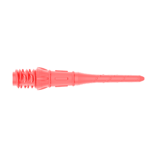 Premium Lippoints (30er Pack) - Spitzen Das Bild zeigt eine pinke Dartspitze aus Kunststoff. Sie ist lang, schmal und hat an einem Ende Gewinde für die Befestigung.