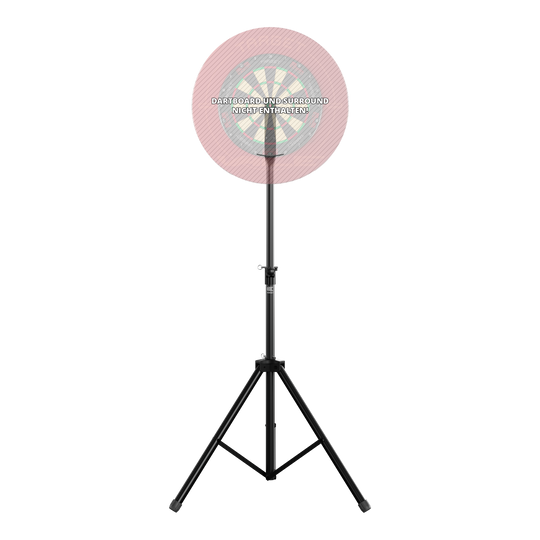 Target Dartboard Stand Das Bild zeigt einen Target Dartboard Stand mit einem stabilen, dreibeinigen Stativ. Die Dartscheibe und der Surround sind nicht enthalten.
