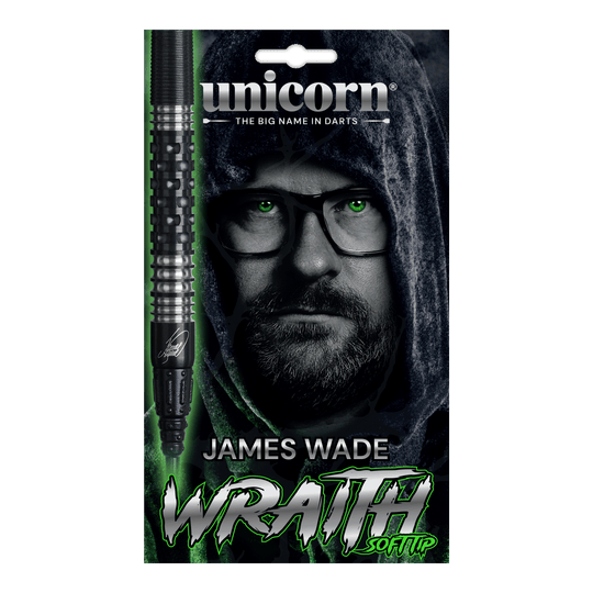 Unicorn Wraith James Wade Soft Darts - 19g Abgebildet sind die Unicorn Wraith James Wade Softdarts - 19g. Die Darts haben ein schlankes Design für präzises Werfen.