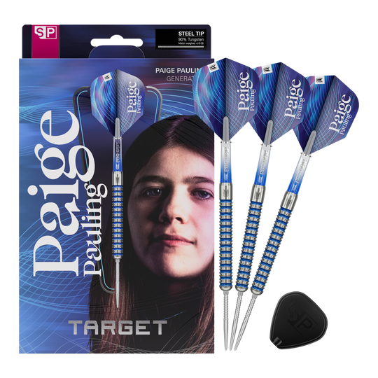 Target Paige Pauling GEN1 Swiss Points Steeldarts - 22g Die Target Paige Pauling GEN1 Swiss Points Steeldarts - 22g werden präsentiert. Das Produkt ist detailliert abgebildet.