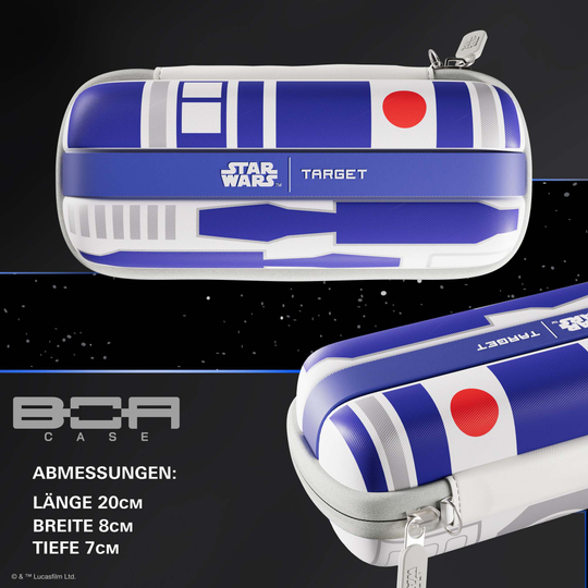 Target Star Wars Boa Dartcase - R2D2 Das Bild zeigt das Target Star Wars Boa Dartcase - R2D2. Es handelt sich um ein Dart-Etui mit R2D2-Design.