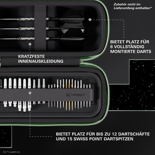 Target Star Wars Boa Dartcase - Grogu Target Star Wars Boa Dartcase - Grogu ist ein Dartcase mit Grogu-Motiv aus der Star Wars Serie. Das Produkt eignet sich ideal für das sichere Aufbewahren von Darts und Zubehör.
