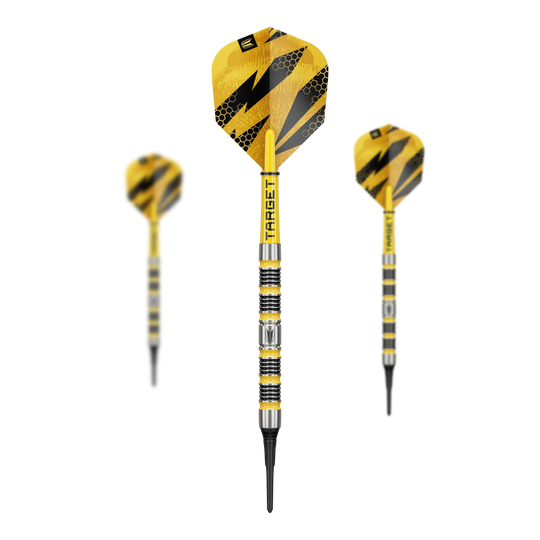 Hier wird das Produkt Target Buzz 11 Softdarts dargestellt. Diese Softdarts bieten ein präzises und angenehmes Spielgefühl.