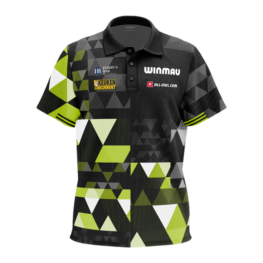 Winmau Michael Van Gerwen fan edition polo shirt Poloshirt der Winmau Michael Van Gerwen Fan-Edition. Das Produkt ist als Fanartikel für Michael Van Gerwen entworfen.