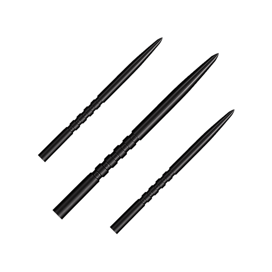 Shot Grip Point steel dart tips - Black Ein Bild zeigt ein Produkt mit dem Namen SM3823_Shot_Grip_Point_Steeldartspitzen_Schwarz_45mm_1Set. Das Produkt ist vermutlich ein Set von schwarzen Dartspitzen.
