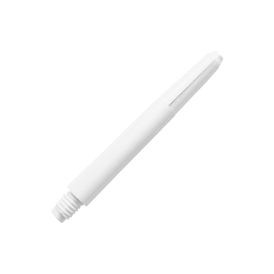 Auf dem Bild ist ein schneeweißer Nylon-Schaft zu sehen. Er hat ein einfaches, glattes Design und ist für den Einsatz bei Dartpfeilen geeignet.