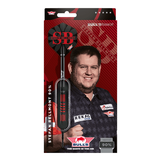 Bulls NL Stefan Bellmont 90 soft darts - 20g Die Bulls NL Stefan Bellmont 90 Softdarts - 20g sind abgebildet. Es handelt sich um hochwertige Softdarts für anspruchsvolle Spieler.