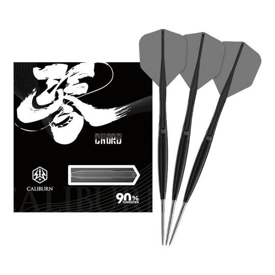 Caliburn Chord C2 steel darts - 23.5g Das Bild zeigt die Caliburn Chord C2 Steeldarts - 23,5g. Die Darts sind in voller Länge abgebildet.