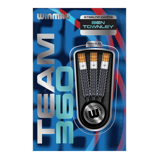 Winmau Team 360 Ben Townley Steeldarts - 23g Das Bild zeigt die Winmau Team 360 Ben Townley Steeldarts - 23g Darts. Diese Darts sind speziell für professionelle Spieler entworfen.