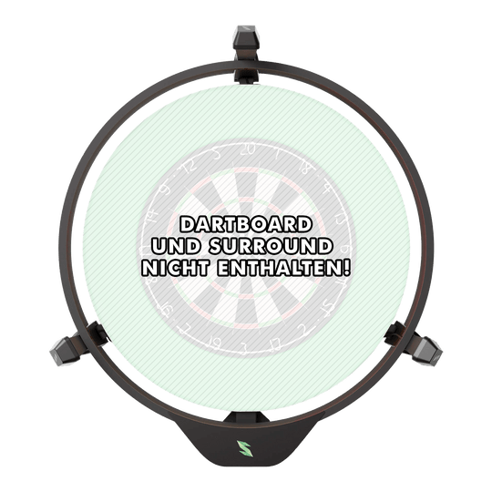 Scolia Home 2 Electronic Autoscoring System with Lighting Ring 2026 Das Bild zeigt das Scolia Home 2 Electronic Score System mit einem Beleuchtungsring. In der Mitte steht: "Dartboard und Surround nicht enthalten!"