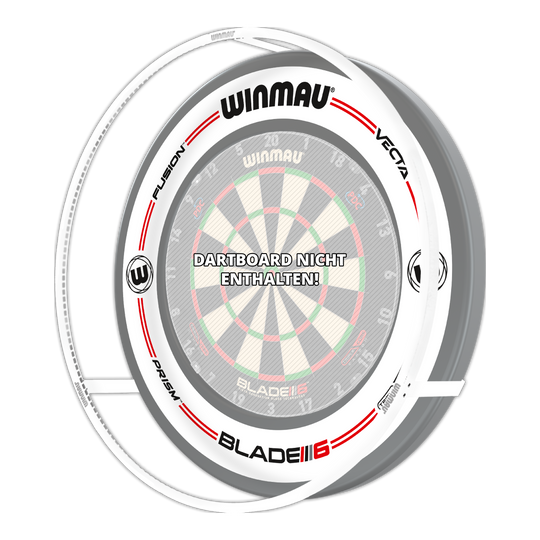 BUNDLE Winmau Plasma Ice LED Lighting and Surround Das Bild zeigt das Winmau Plasma Ice LED Beleuchtung und Surround Bundle für Dartboards. In der Mitte steht: "Dartboard nicht enthalten!"