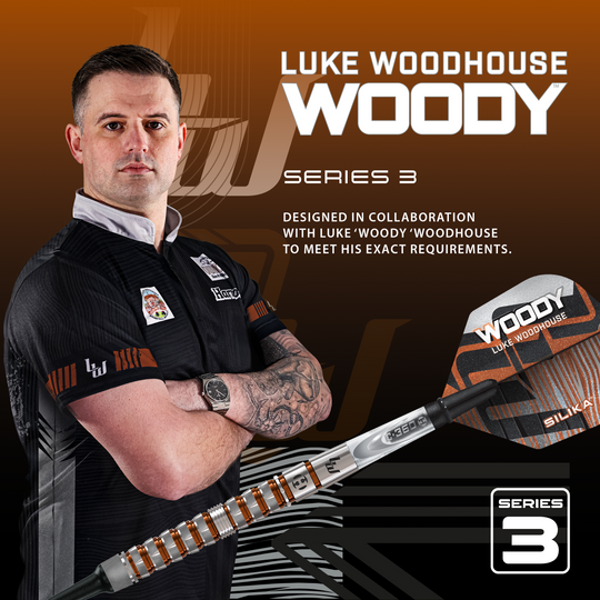 Harrow's Luke Woodhouse Series 3 Soft Darts - 18g Harrows Luke Woodhouse Series 3 Softdarts - 18g ist auf dem Bild zu sehen. Diese Softdarts wiegen 18 Gramm.